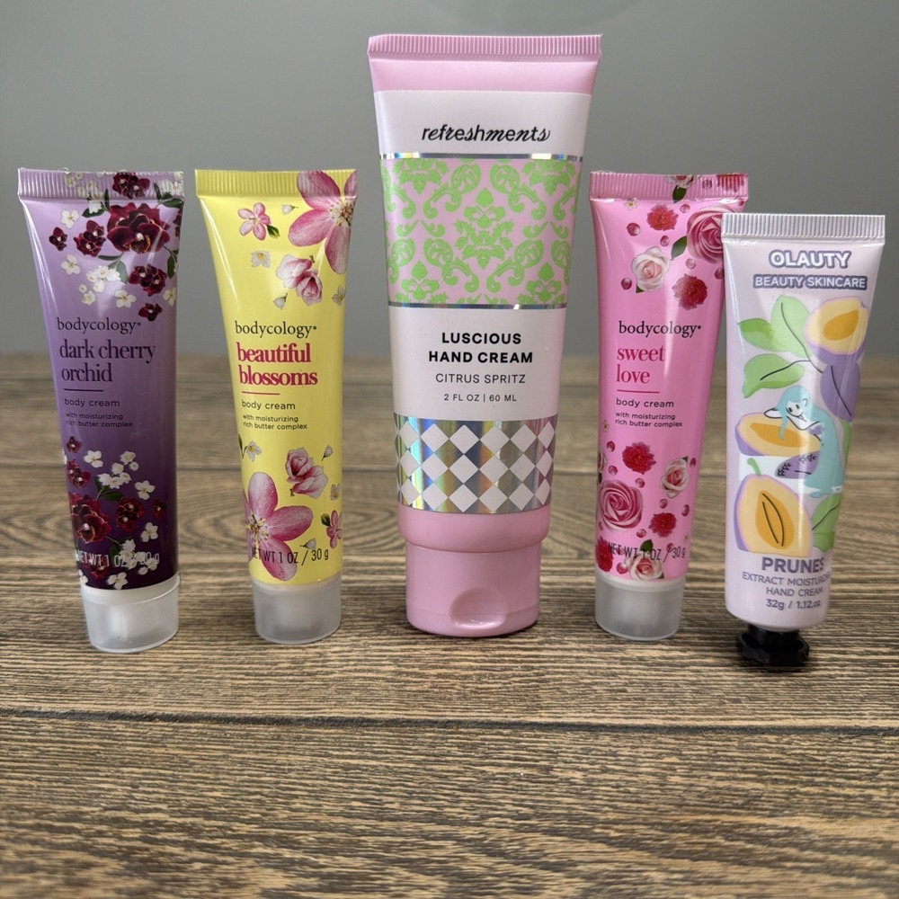 Hand Cream Gift Set, 5Pcs Fruit & Flower Hand Cream Travel‎ Size Bodycology